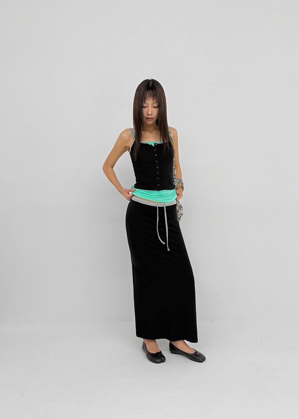 [MADE] Cloven Contrast Maxi Skirt (Set Available)