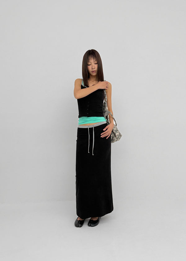 [MADE] Cloven Contrast Maxi Skirt (Set Available)
