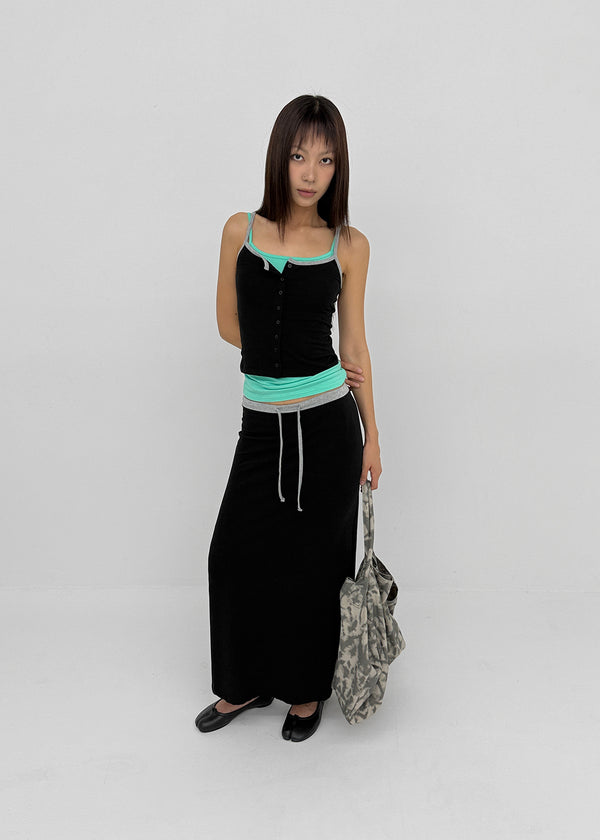 [MADE] Cloven Contrast Button Sleeveless Top (Set Available)