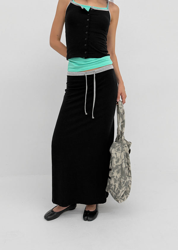 [MADE] Cloven Contrast Maxi Skirt (Set Available)