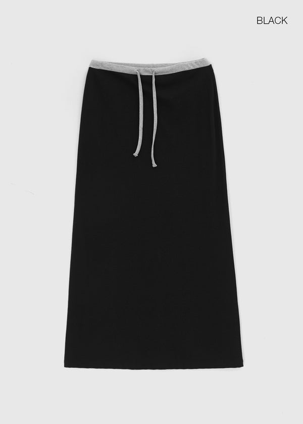 [MADE] Cloven Contrast Maxi Skirt (Set Available)