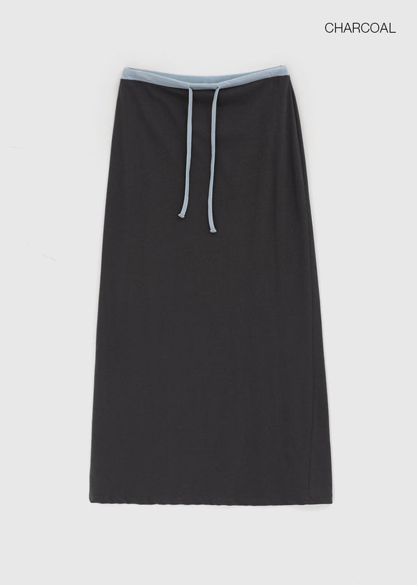 [MADE] Cloven Contrast Maxi Skirt (Set Available)
