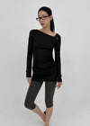 [MADE] Kotel Asymmetric Shirring Long Sleeve Top