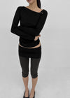[MADE] Kotel Asymmetric Shirring Long Sleeve Top