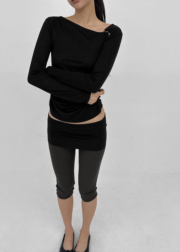 [MADE] Kotel Asymmetric Shirring Long Sleeve Top