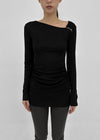 [MADE] Kotel Asymmetric Shirring Long Sleeve Top
