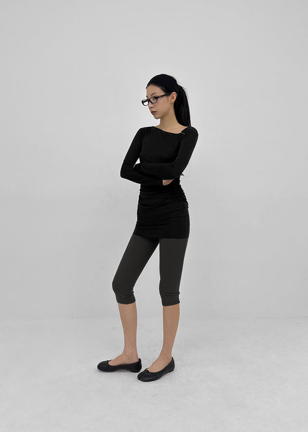 [MADE] Kotel Asymmetric Shirring Long Sleeve Top