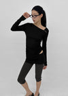 [MADE] Kotel Asymmetric Shirring Long Sleeve Top