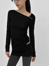 [MADE] Kotel Asymmetric Shirring Long Sleeve Top