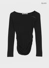 [MADE] Kotel Asymmetric Shirring Long Sleeve Top