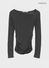 [MADE] Kotel Asymmetric Shirring Long Sleeve Top