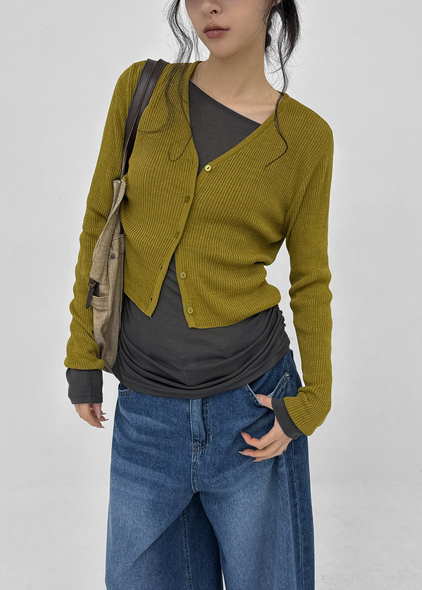 Benu Summer Knit Ribbed Crop Cardigan