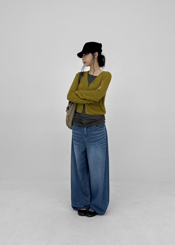 Benu Summer Knit Ribbed Crop Cardigan