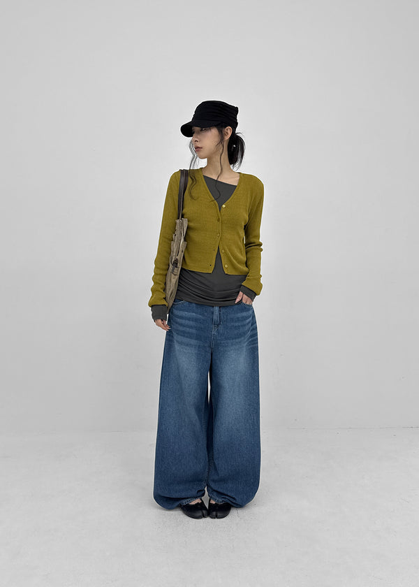 Hummen Summer Wide Balloon Denim Pants