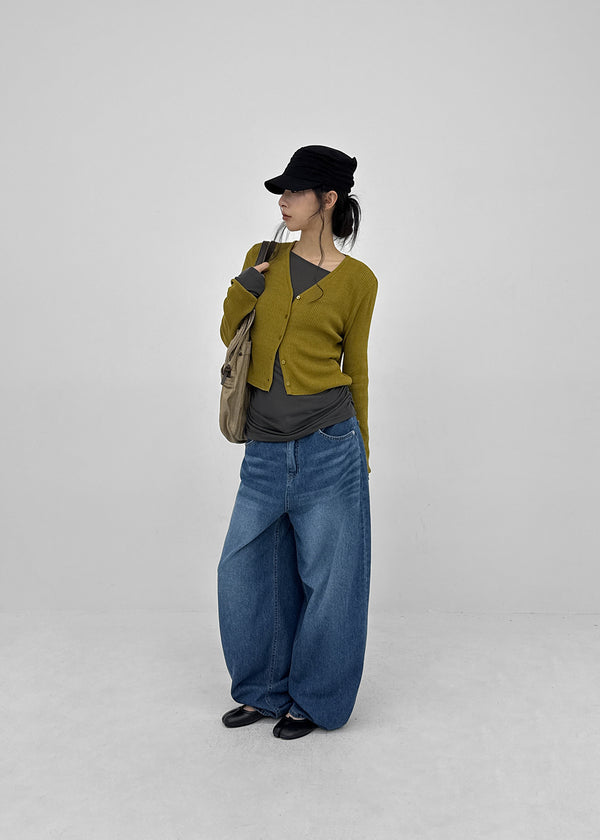 Hummen Summer Wide Balloon Denim Pants