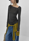 [MADE] Kotel Asymmetric Shirring Long Sleeve Top