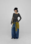 [MADE] Kotel Asymmetric Shirring Long Sleeve Top
