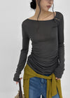 [MADE] Kotel Asymmetric Shirring Long Sleeve Top