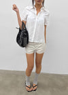 T-farm Pintuck Short Sleeve Check Shirt