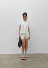 T-farm Pintuck Short Sleeve Check Shirt