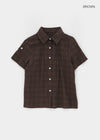 T-farm Pintuck Short Sleeve Check Shirt