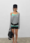 Low-top Boatneck Tencel Long-sleeve Tee