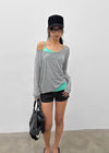 Low-top Boatneck Tencel Long-sleeve Tee