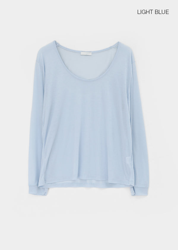 Low-top Boatneck Tencel Long-sleeve Tee