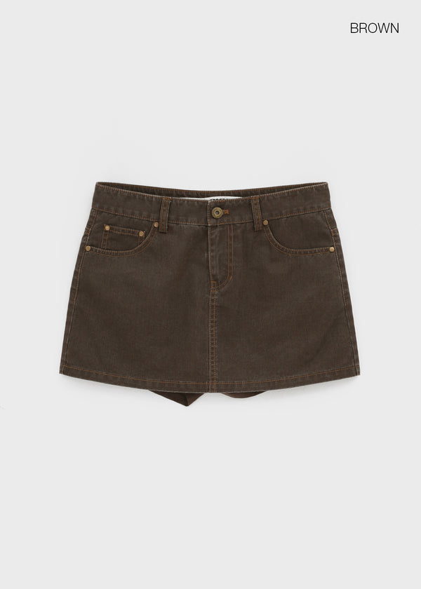 [MADE] Bitollen Belted Cotton Mini Skirt Pants