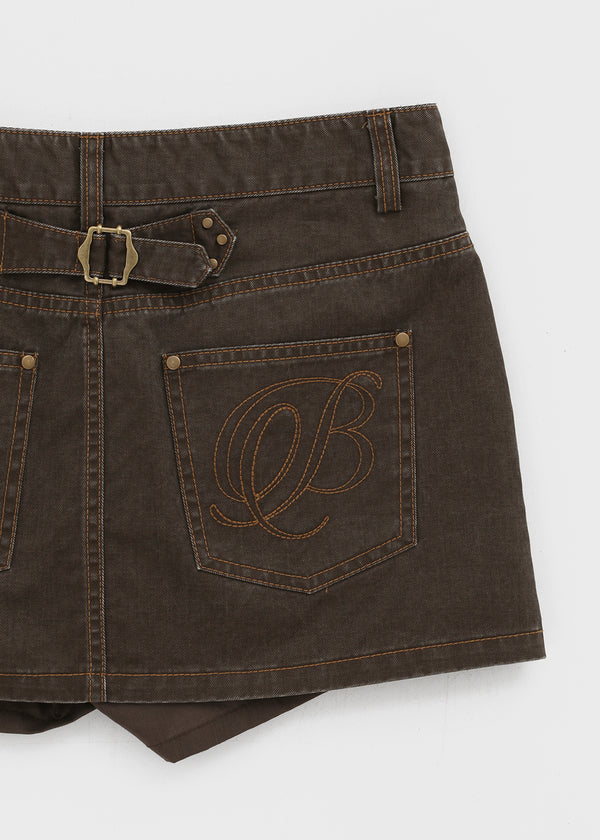 [MADE] Bitollen Belted Cotton Mini Skirt Pants