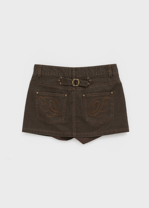 [MADE] Bitollen Belted Cotton Mini Skirt Pants