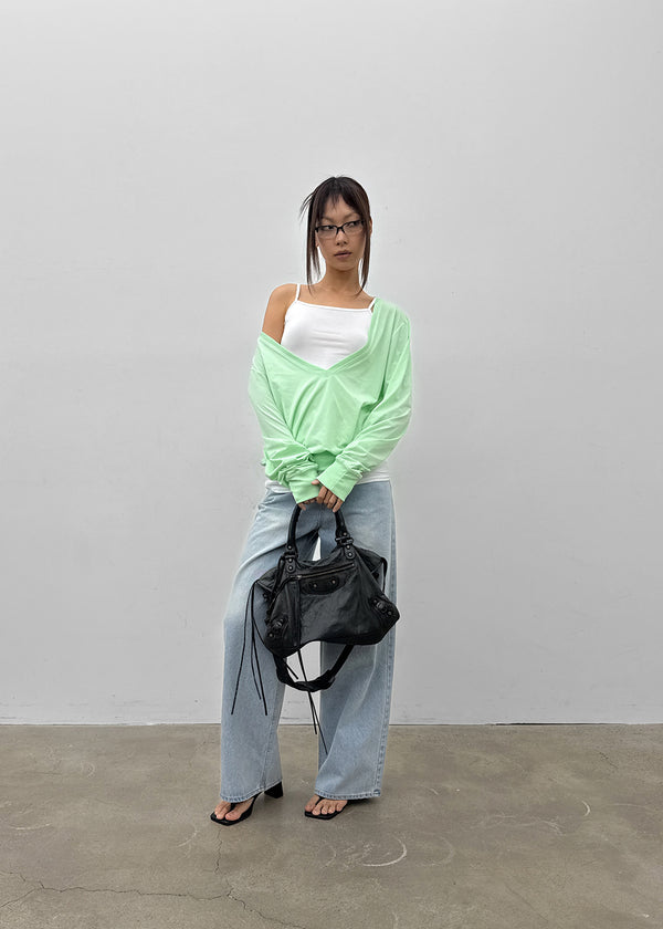 [MADE] Ronis Deep V-neck Summer Cotton Long Sleeve Tee