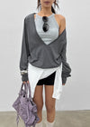 [MADE] Ronis Deep V-neck Summer Cotton Long Sleeve Tee
