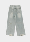 Denfil Damaged Wide Denim Pants