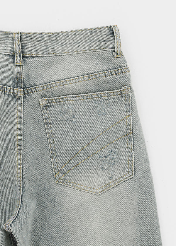 Denfil Damaged Wide Denim Pants