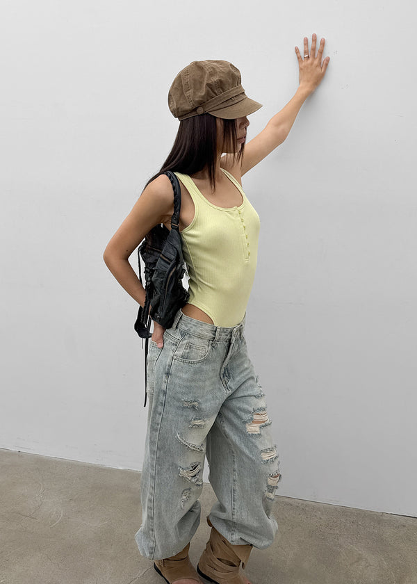 [MADE] Kitel Button Bodysuit Sleeveless Top