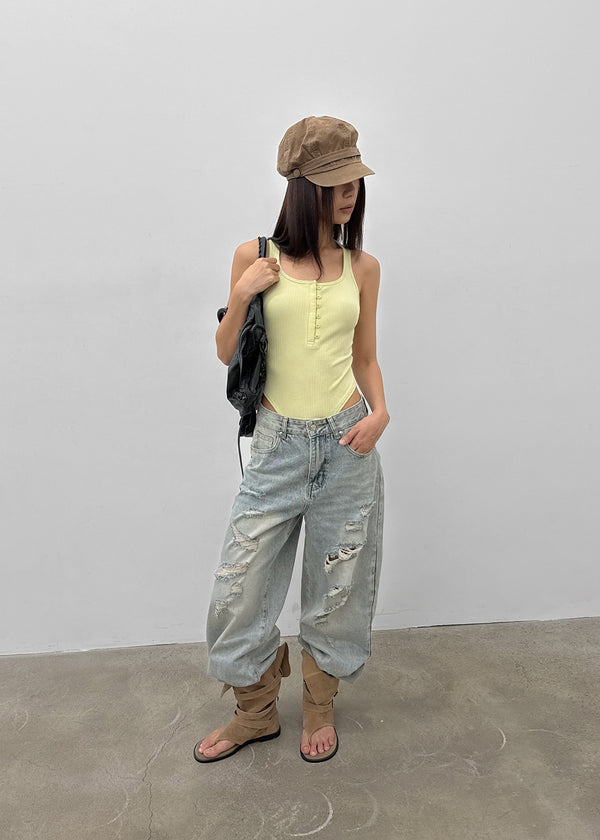 [MADE] Kitel Button Bodysuit Sleeveless Top