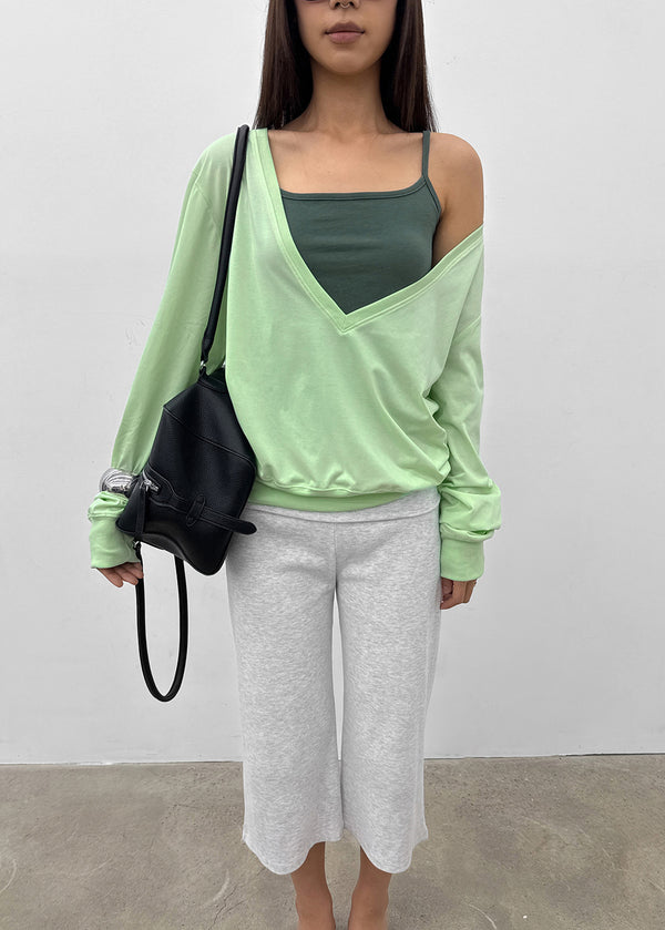 [MADE] Ronis Deep V-neck Summer Cotton Long Sleeve Tee