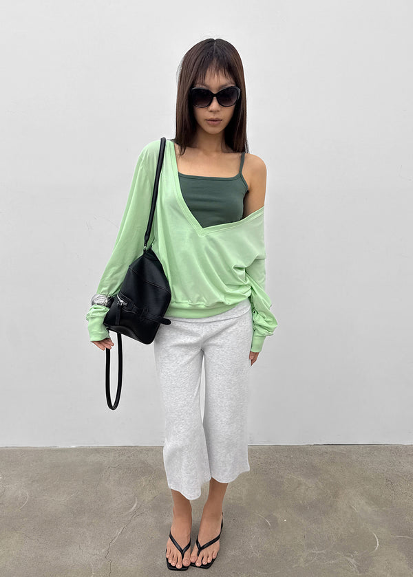 [MADE] Ronis Deep V-neck Summer Cotton Long Sleeve Tee