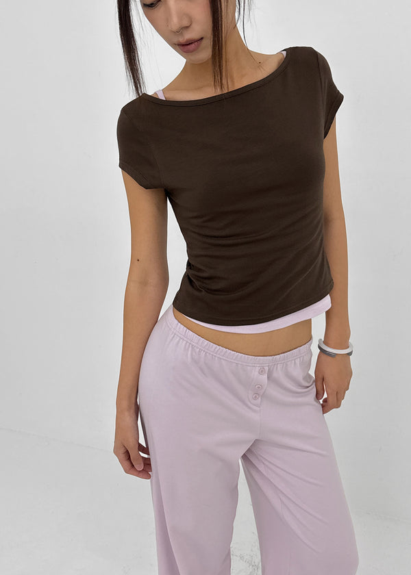 [MADE] Babishell Modal Boat Neck Short Sleeve Top
