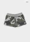 Deep Sea Low-waist Camo Elastic Shorts