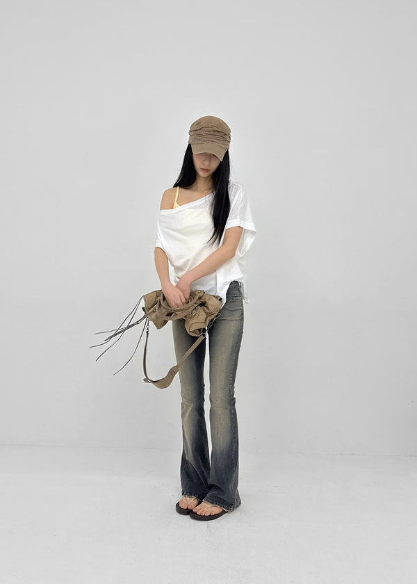 Rompu Loose Fit Off-shoulder Short Sleeve Tee