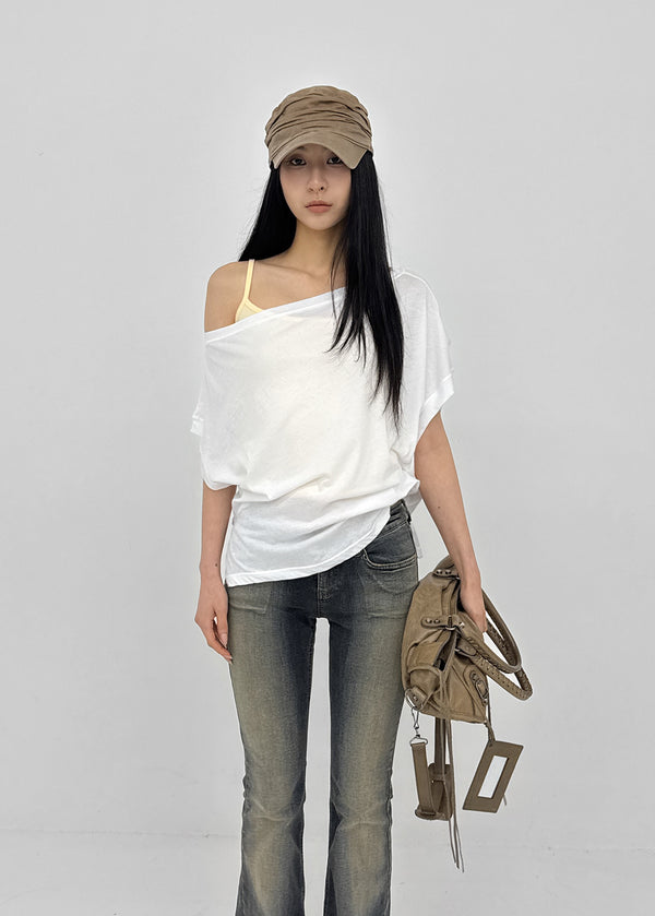 Rompu Loose Fit Off-shoulder Short Sleeve Tee