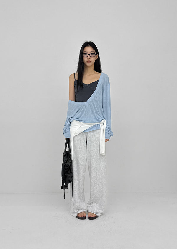 [MADE] Roslyn Deep V-Neck Summer Long Sleeve Top (Linen 55%)