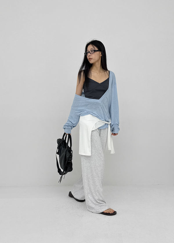 [MADE] Roslyn Deep V-Neck Summer Long Sleeve Top (Linen 55%)