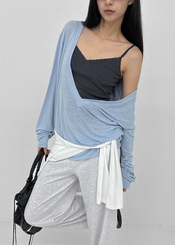[MADE] Roslyn Deep V-Neck Summer Long Sleeve Top (Linen 55%)