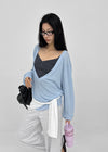 [MADE] Roslyn Deep V-Neck Summer Long Sleeve Top (Linen 55%)