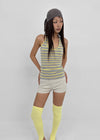 Milky She Striped Halter Sleeveless