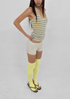 Milky She Striped Halter Sleeveless