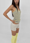 Milky She Striped Halter Sleeveless